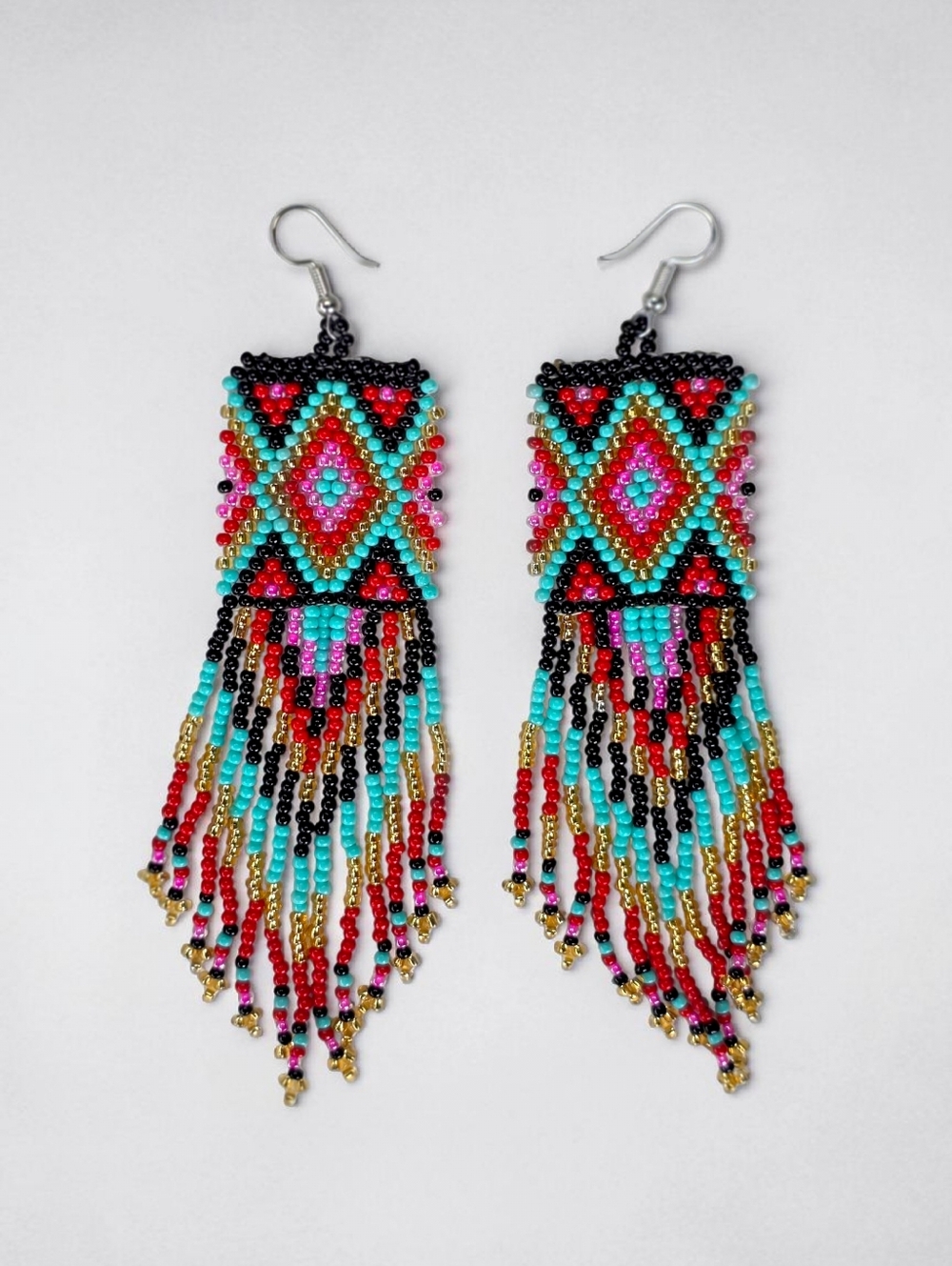 Handmade Raja Fringe Boho Beaded Earrings Bohemian Jewelry Retro Y2K Boheme